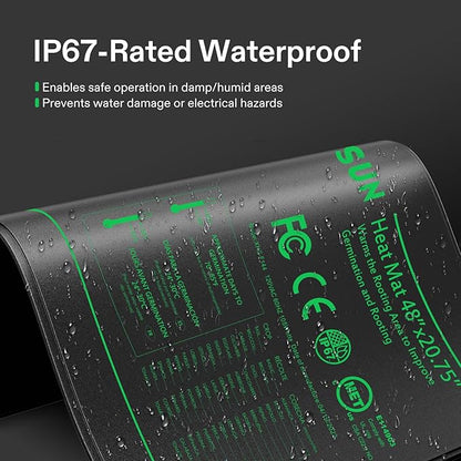 VIVOSUN 48"x20.75" Seedling Heat Mat with Built-in Temperature Controller, UL & MET-Certified Waterproof Plant Heating Pad for Germination, Hydroponics, Brewing, Breeding, and Greenhouses