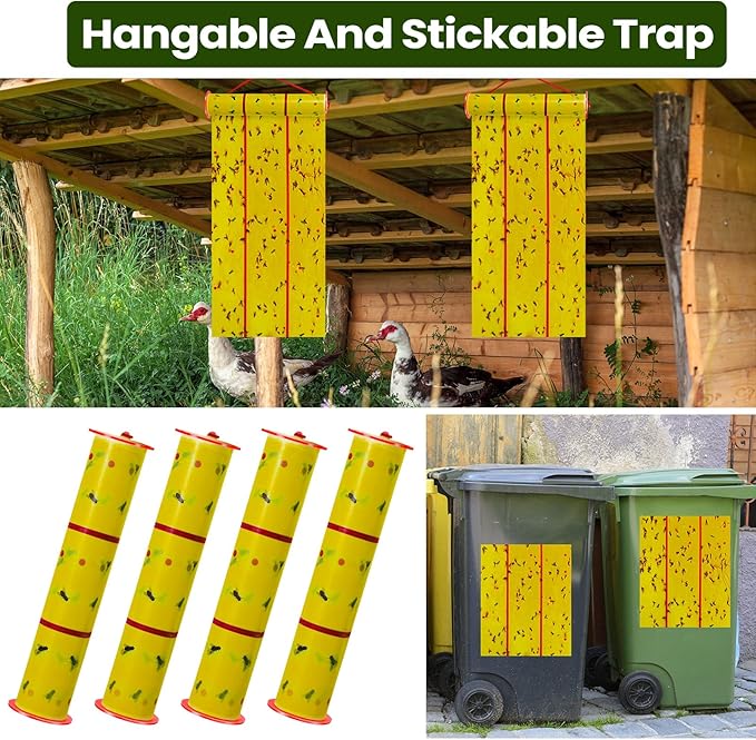 Qualirey Giant Sticky Fly Traps, Fly Strips for Indoor Outdoor Hanging Flying Tapes Non Toxic Ribbon Fruit Gnat Killer for Mosquito Plants House Horse Stable(30 ft,Yellow,5 Pcs)
