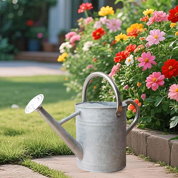 Metal Watering Can for Outdoor and Indoor Plants, Watering Can Decor, 1 Gallon (Zinc Stainless Steel Handle)