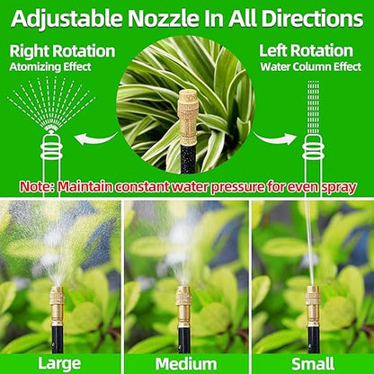 Drip Irrigation System for Garden - 40 Ft Drip Irrigation Kit with 13 360°Adjustable Copper Nozzles Hose, Automatic Atomizing Plant Watering Sprinkler System for Yard, Lawn, Greenhouse, Potted