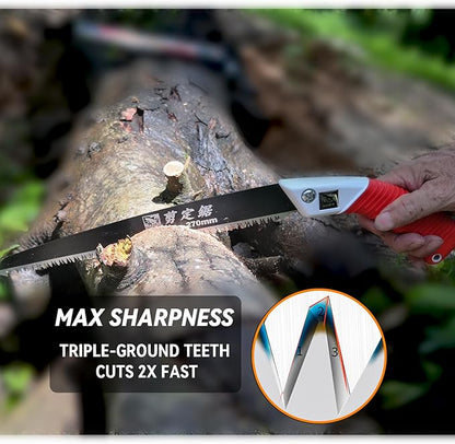 Hand Saws Hamind 10-Inch Pruning Saws | Tree Saw Designed for Single-Hand Use | SK5 Steel Curved Blade Hand Saw | Cuts Branches up to 7" in Diameter