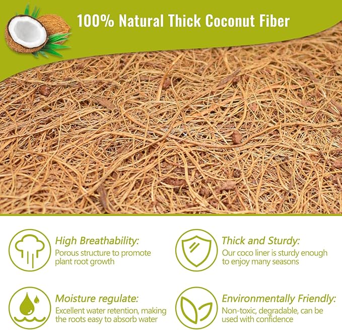 Legigo 6 Pack 12 Inch Hanging Basket Coco Liners Replacement, 100% Natural Round Coconut Coco Fiber Planter Basket Liners for Hanging Basket Flowers/Vegetables