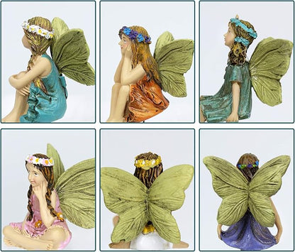 Fairy Garden Figurines 6pcs Miniature Fairies for Outdoor Garden Décor