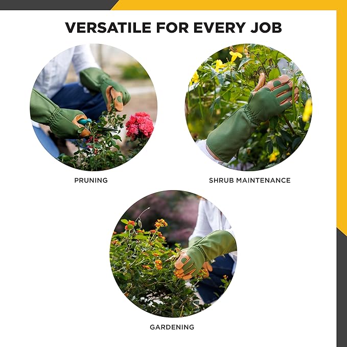 Wells Lamont Rosetender Gardening Gloves for Women – Thorn Proof Garden Gloves, Grain Leather Long Gloves for Pruning & Yard Work, 4129-300, Small