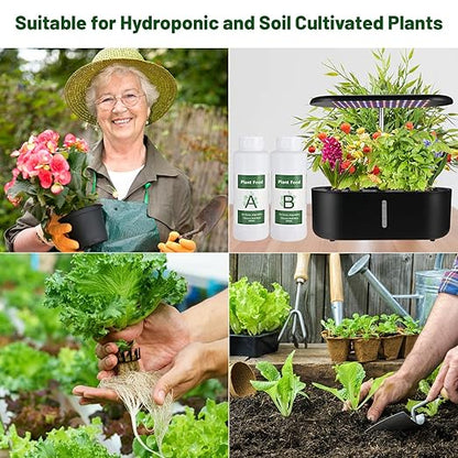 1000ml Hydroponic Nutrients A&B for Aerogarden Plant Food with 2 Measuring Cups - Fertilizer for Indoor Hydroponics Garden & Growing Vegetables, Fruits, Flowers (1000ml)