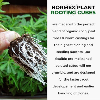 Hormex Rooting Cubes - Peat Moss & Coco Plugs for Cloning Plants from Cuttings and Seed Starting - Organic Plant Starter for Strong Root Growth - Ideal for Home, Indoor and Outdoor Gardening - 50 Pack