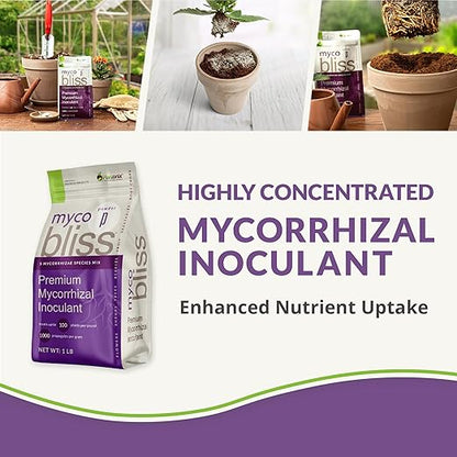 Myco Bliss Powder (2lbs) - Mycorrhizal Fungi for Soil - 5 Strain Mycorrhizal Inoculant with 1000 Propagules Per Gram - Highly Concentrated Mycorrhizae for Plants, Potting Soil, & Garden Soil