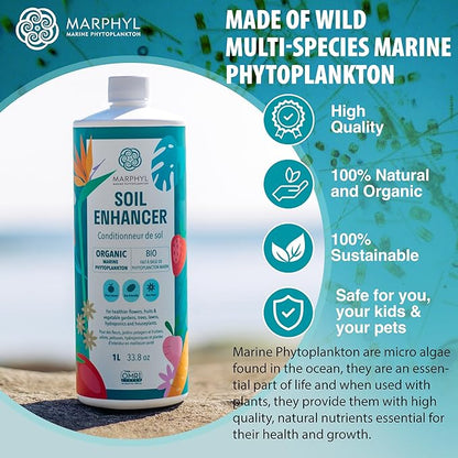 MARPHYL Organic Liquid Fertilizer - Outdoor & Indoor Plant Food - All-Purpose, Nutrient-Rich Lawn Fertilizer & Soil Enhancer for House Plants, Flowers, Vegetables, Succulents, Bamboo, Hydroponics