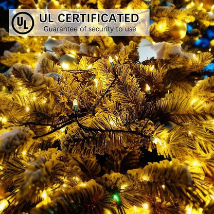 71 FT 140 LED Warm White Christmas Lights Outdoor- 2 Pack M5 LED Christmas Lights Outdoor Waterproof, Warm White Commercial Grade Green Wire, IP:65, UL(70 Counts 35.5ft Per String)