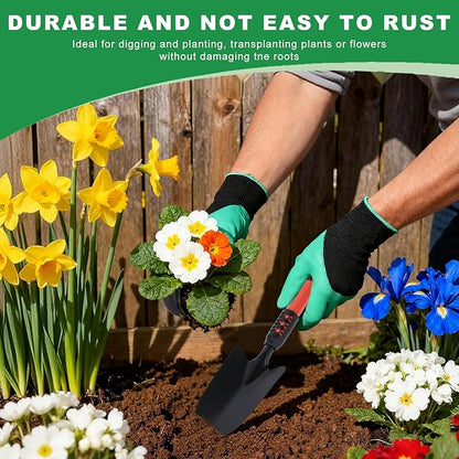 Garden Tool Set, 3Pack Gardening Tools, Stainless Steel Heavy Duty Hand Cultivator, Hoes, Shovel, for Planting Weeding Digging, Gardening Gifts for Women, Red