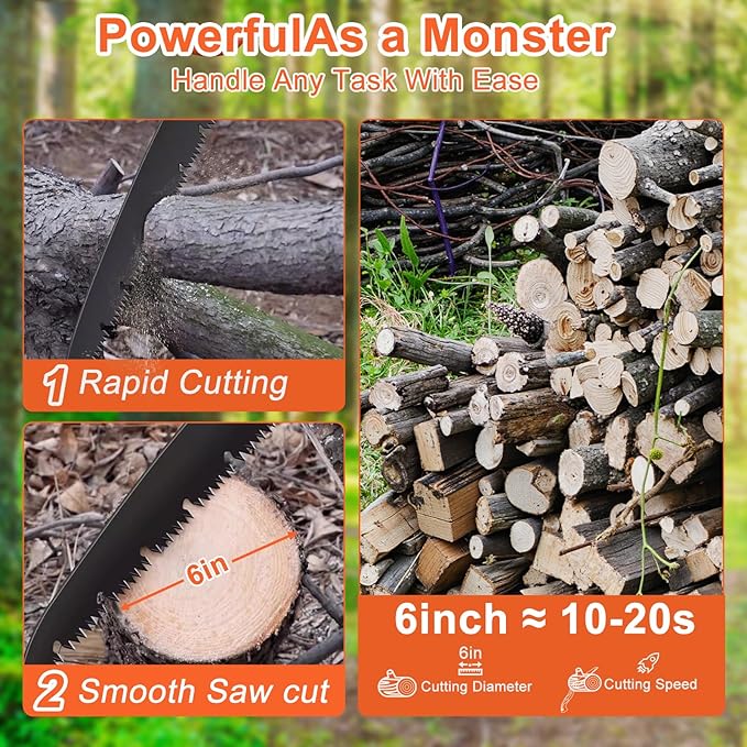 10 Inch Heavy Duty Folding Pruning Saw, SK5 Curved Blade with Triple-Cut Razor Teeth, Hand Saw for Tree Cutting, Camping, Gardening, Hiking, Landscaping & Branch Trimming