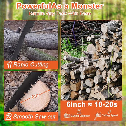 10 Inch Heavy Duty Folding Pruning Saw, SK5 Curved Blade with Triple-Cut Razor Teeth, Hand Saw for Tree Cutting, Camping, Gardening, Hiking, Landscaping & Branch Trimming