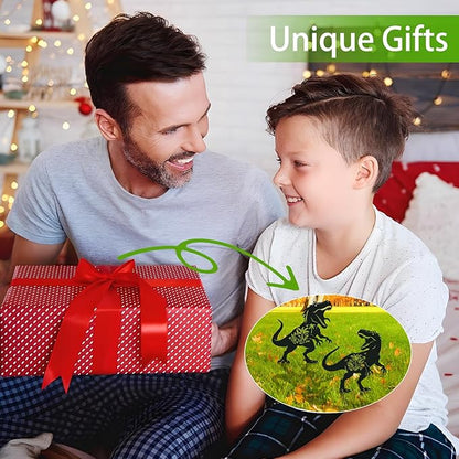 Dinosaur Metal Garden Stakes Yard Decor, 2PCS Black Dinosaur and Rainforest Silhouette Statues Garden Decorative Gifts for Yard Art, Patio, Outside, Lawn Ornaments, Christmas, Backyard, Pathway