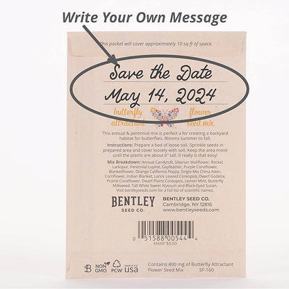 Make Your Heart Flutter 25 Bird and Butterfly Wildflower Seed Packets for Planting, A Beautiful Valentines Day Gift, Bentley Seed Co