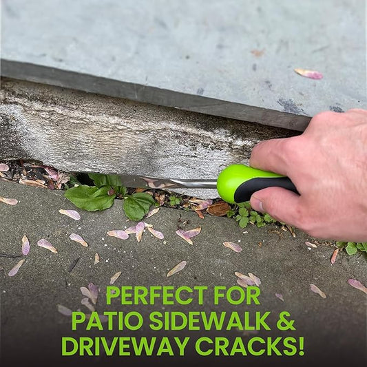 Garden Guru Patio Crack Weeder, Dandelion & Root Weeder Tool - Stainless Steel Weed Puller w Ergonomic Handle for Patio Sidewalk Driveway Cracks, Planting, Weeding, Flower & Vegetable Garden Care