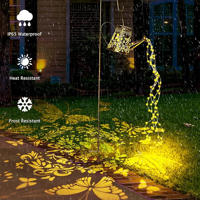 【Christmas Gift】 Solar Watering Can with Lights Outdoor,Hanging Solar Lantern,Metal Waterproof Garden Lights Decorations Gift for Table Patio Yards Pathway Party