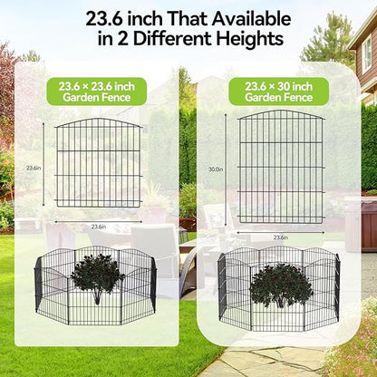 INJOPEXI Garden Fence 6 Panels 11.8ft (L)×30in (H) Decorative Garden Fences with 6 Panels Rustproof Wire No Dig Garden Fence Animal Barrier Fencing Outdoor for Backyard Patio - Without Fence Gate