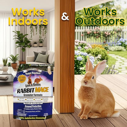 Nature's Mace Rabbit Mace Granules, 7 Pounds, Rabbit Repellent Outdoor, Rabbit Deterrent for Garden, Yard, Repel Bunnies, Keep Rabbits Out, Safe to Use Around People, Pets, & Plants