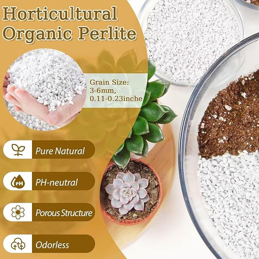 Riare 20 Quarts Organic Perlite for Plants - Horticultural Perlite Soil Amendment for Plants Potting Mix, Natural Chunky Perlite Soil Additive Conditioner Improve Root Growth, Drainage and Ventilation