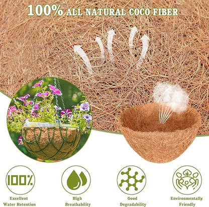 Halatool 6PCS Coconut Fiber Planter Liners - 10 Inch Round Coco Coir Liners for Flowers & Vegetables