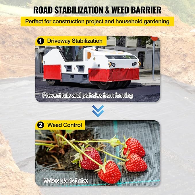 Happybuy Driveway Fabric, 13x60ft Commercial Grade Landscape Fabric, Garden Weed Barrier Fabric Heavy Duty, Geotextile Fabric Underlayment Gravel, Ground Cover Drainage Fabric, Weed Mat Cloth