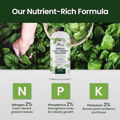 16oz Liquid Fertilizer for Vegetable Garden – Makes 24 Gallons of Garden Fertilizer for Outdoor Vegetables - Herbs & Leafy Greens Live Plants Indoor Plant Food, Liquid Plant Food for Growth & Flavor