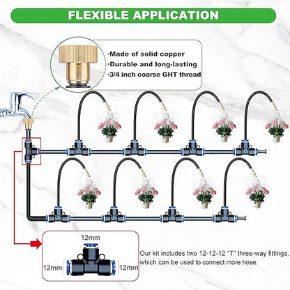 98 Ft Drip Irrigation System,360°Bendable Drip Irrigation Kit,25 Nozzles and 27 Quick Connectors,Automatic Garden Irrigation System,Adjustable Atomizing System for Plants, Greenhouse,Yard,Lawn