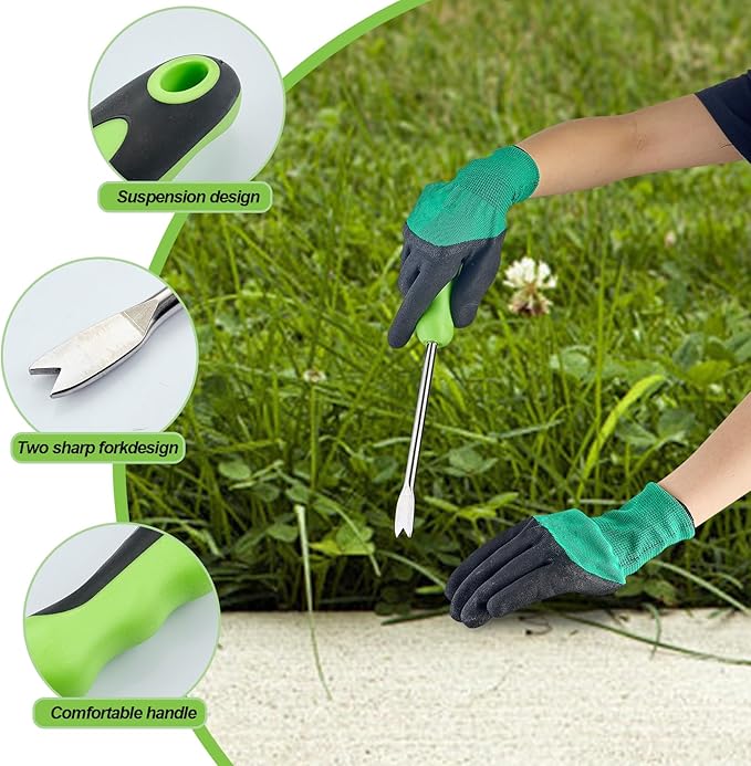 Weed Puller Tool, Stand Up Dandelion Weeder with Long Handle, Heavy Duty Stainless Steel Manual Weeder Remover for Lawn, Garden and Yard Gardening Tools