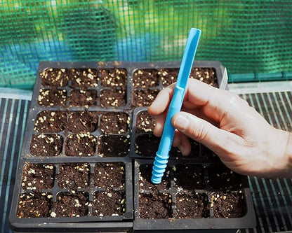 Dibby Seed Sowing Garden Tool Dibber Planter Transplanter – Sow Seeds at the Right Depth – Easily Transplant Delicate Seedlings (Dibby XL) Blue