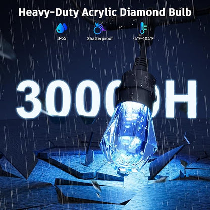 XMCOSY+ Smart Outdoor String Lights - 64ft RGBCWIC Patio Lights with 24 Color Changing Bulbs, LED String Light for Outside Backyard Bistro Party, APP WiFi Control, Work with Alexa, IP65 Waterproof