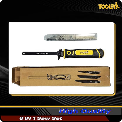 8-In-1 Multi Blades Hand Saw, Drywall Cutter. Hacksaw. Long Blade Hand Saw, Jab Saw, For Cutting Drywall, Sheetrock, Wood, Metel, Plastic, Plywood. Blade Quick Change Mechanism.