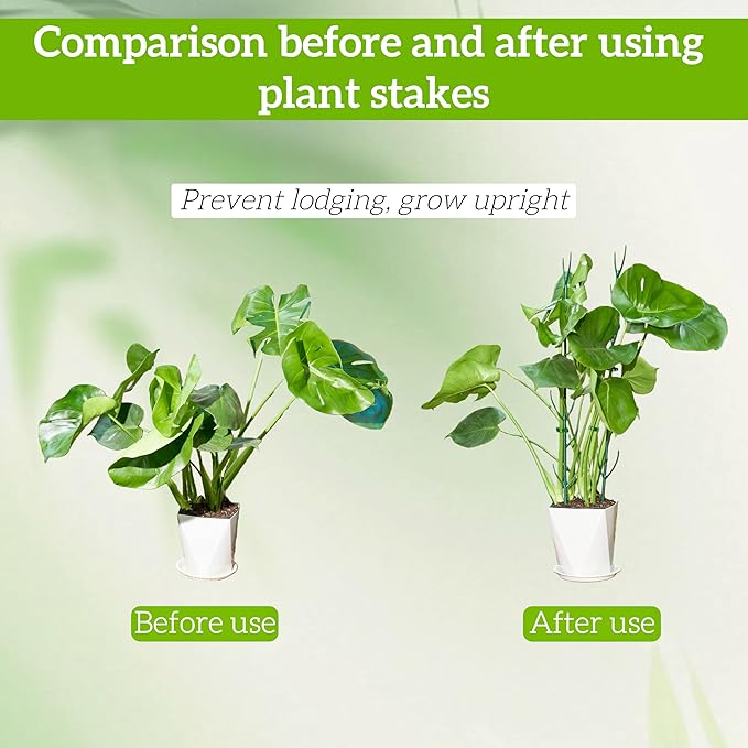 Adjustable Plant Support Stakes,Stackable Plant Support Pole with Garden Ties and Clips, Suitable for Monstera,Climbing Plants and Indoor Outdoor Plants (10 Pack)