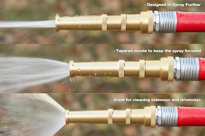 3-in-1 Multi-Purpose 5-inch Brass Twist Garden Hose Nozzle with Adjustable Spray Patterns and Shut-Off Valve