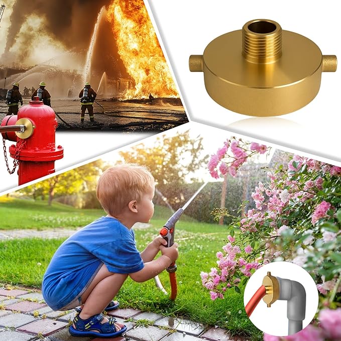 Fire Hydrant Hose Adapter 2-1/2" NST(NH) Female x 3/4" GHT Male Brass for Fire Hose or Pipes with Pin Lug Garden Hose Adapter