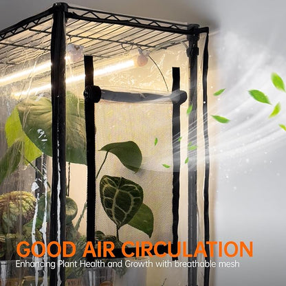 Bstrip 71" Indoor Greenhouse with Grow Light, 6-Tier DIY Plant Shelf with Adjustable Rack and Wheels, 8-Pack 192W Full Spectrum LED Plant Light for Indoor Plants, Seed Starting, (29.5" L x 13.8" W)