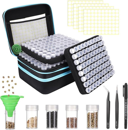 240 Slots Seed Storage Organizer Sturdy Seed Organizer Storage Box Containers Label Stickers Funnel Straight Curved Tip Tweezers for Vegetable Plants Garden