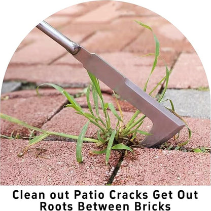 2PCS Garden Weeding Tool Set, Stainless Steel Weed Puller with Ergonomic Wood Handle, Heavy Duty Manual Hand Weeder Fork for Lawn, Farmland & Patio, Deep Root Removal Tool