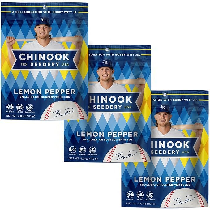 Chinook Seedery Roasted Jumbo Sunflower Seeds - Keto Snack - Best For Snack Packs - Gluten Free, Non-GMO Sunflower Seeds Snacks - Flavored 4 oz (Pack of 3) - Lemon Pepper Flavor