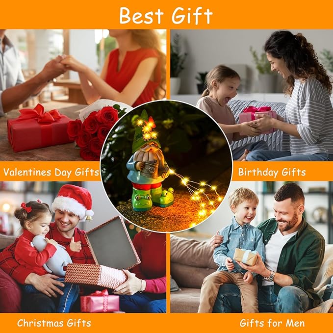 Solar Watering Can Gnome Light Waterproof -Christmas Funny Gnome for Mom Women Solar Outdoor LED Lights Resin Large Garden Gnomes Statues Decor Lantern Figurines Decorations Indoor Porch