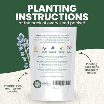 Perennial Species Mix - Bulk 1/4 Pound Pouch - 60,000 Flower Seeds for Planting - Wildflower Mix