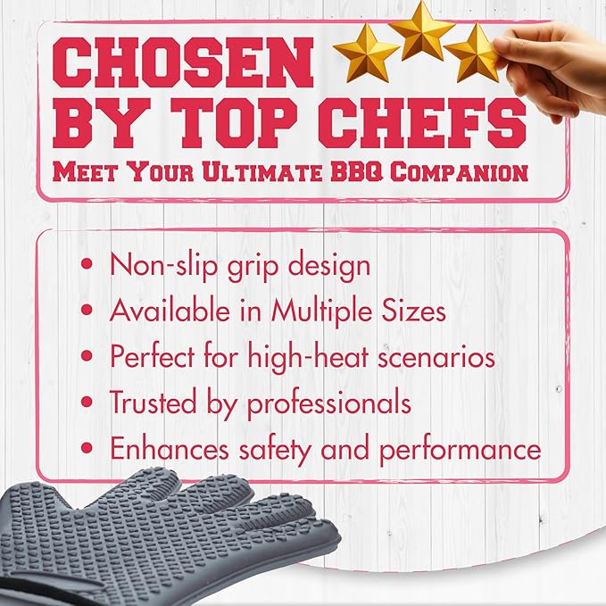 KITCHEN PERFECTION Silicone Smoker Oven Gloves For Women -Extreme Heat Resistant BBQ Gloves -Handle Hot Food Right on Your Smoker Grill Fryer|Waterproof Oven Mitts Grill Gloves |Superior Set+3 Bonuses