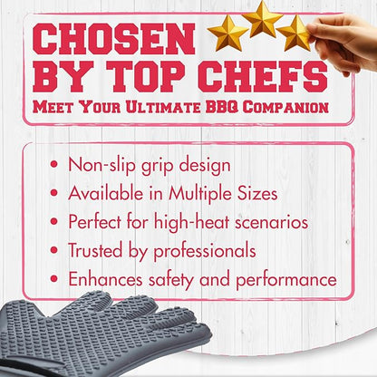 KITCHEN PERFECTION Silicone Smoker Oven Gloves For Women -Extreme Heat Resistant BBQ Gloves -Handle Hot Food Right on Your Smoker Grill Fryer|Waterproof Oven Mitts Grill Gloves |Superior Set+3 Bonuses