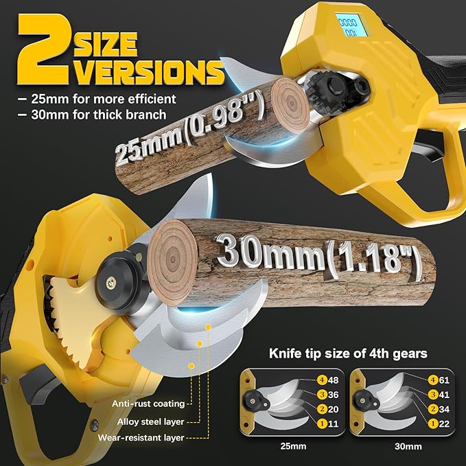 TOCiTAA Cordless Electric Pruning Shears Compatible with Dewalt 20v Battery, Portable Pruner Garden Tool Brushless & Imported SK7 Steel Blades, 1.5-2 Inch Cutting Diameter (Tool Only)