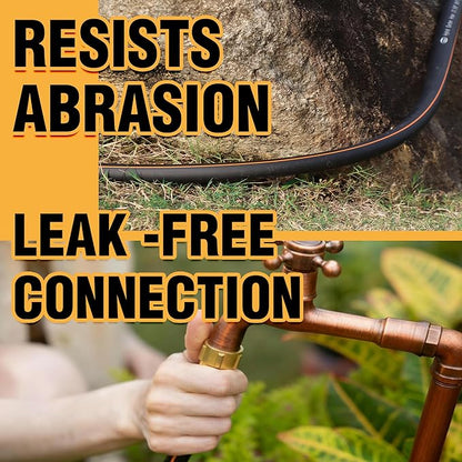 5/8 in. × 50 ft. Flexible Hybrid Rubber Garden Hose, High Flow 5/8" I.D. No Memory Durable Lightweight Water Hose for Watering, Irrigation, Water Transfer Pump