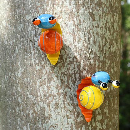 Metal Garden Decor Cute Snail Yard Art Outdoor Lawn Patio Ornament Fence Decorations for Outside - Set of 2(Yellow,Orange)