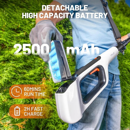 Litheli 20V Pole Saw Battery Powered for Tree Trimming, 8'' Electric Cordless Pole Chain Saw with 2.5Ah Battery for Tree Trimming 28ft/s Cutting Speed for Branch Cutting, Trimming, Pruning