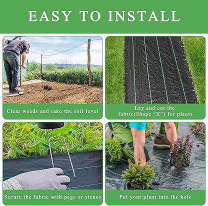 6FT*300FT Landscape Fabric Weed Barrier Fabric Heavy Duty, Weed Gardening Ground Cover Mat, Weed Control Garden Cloth, Woven Geotextile Fabric for Underlayment, Commercial Driveway Fabric, Black