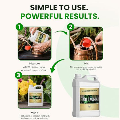 Humboldts Secret Tree Trunk | Potassium Silicate Additive | Liquid Fertilizer for Thicker Stalks, Stress Resistance & Branch Development | Indoor & Outdoor Plant Food, Hydroponic Nutrients, 1 Gallon