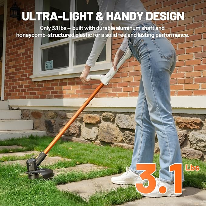 Litheli Cordless Weed Wacker 12 Inch, U20 Handy+ 20V String Trimmer & Weed Eater with 2.0Ah Battery, Grass Trimmer Tools for Garden, Yard and Farm