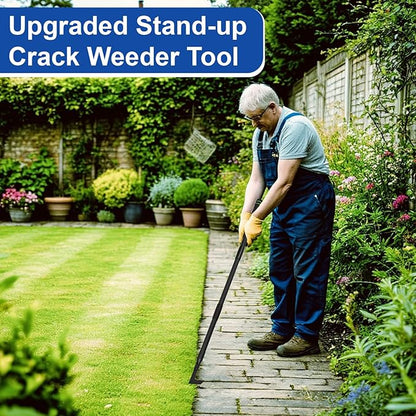 Crack Weeder Tool Long Handle Manual Weeders Crevice Weeding Tool L Shaped Multiple Sharp Blades Efficient Weeding for Narrow Spaces Driveways Sidewalks Paving Stone Gaps